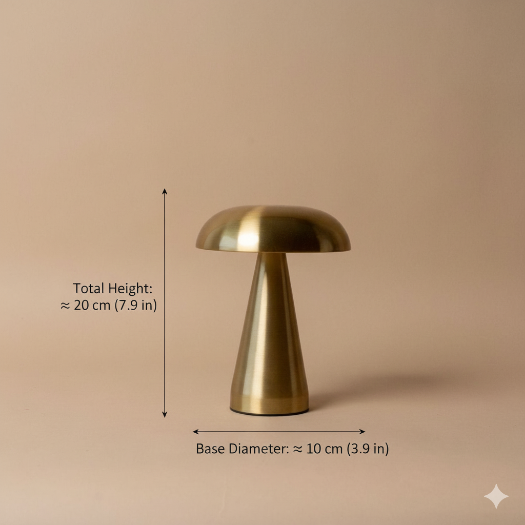HushLight™ Luxury Gold Mushroom LED Table Lamp – Rechargeable Ambient Bedside Light