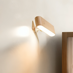 HaloWood™ Magnetic Rotatable LED Wall Lamp – Rechargeable Wooden Night Light with Stepless Dimming