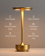 TouchNova™ Luxury Metal LED Table Lamp – Rechargeable Touch Dimmable Desk Light (Gold / Silver / Black)