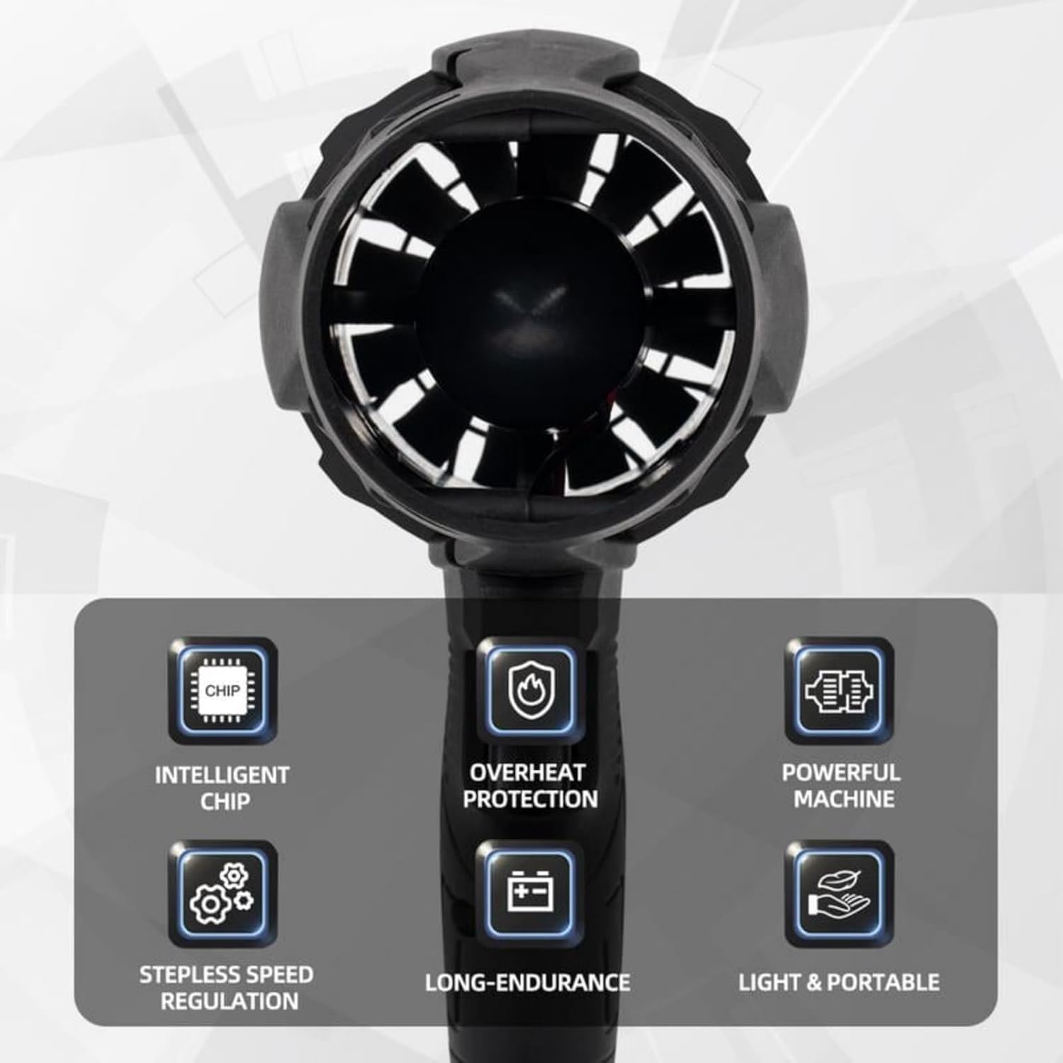 AirJet X jet air blower with features highlighted 
