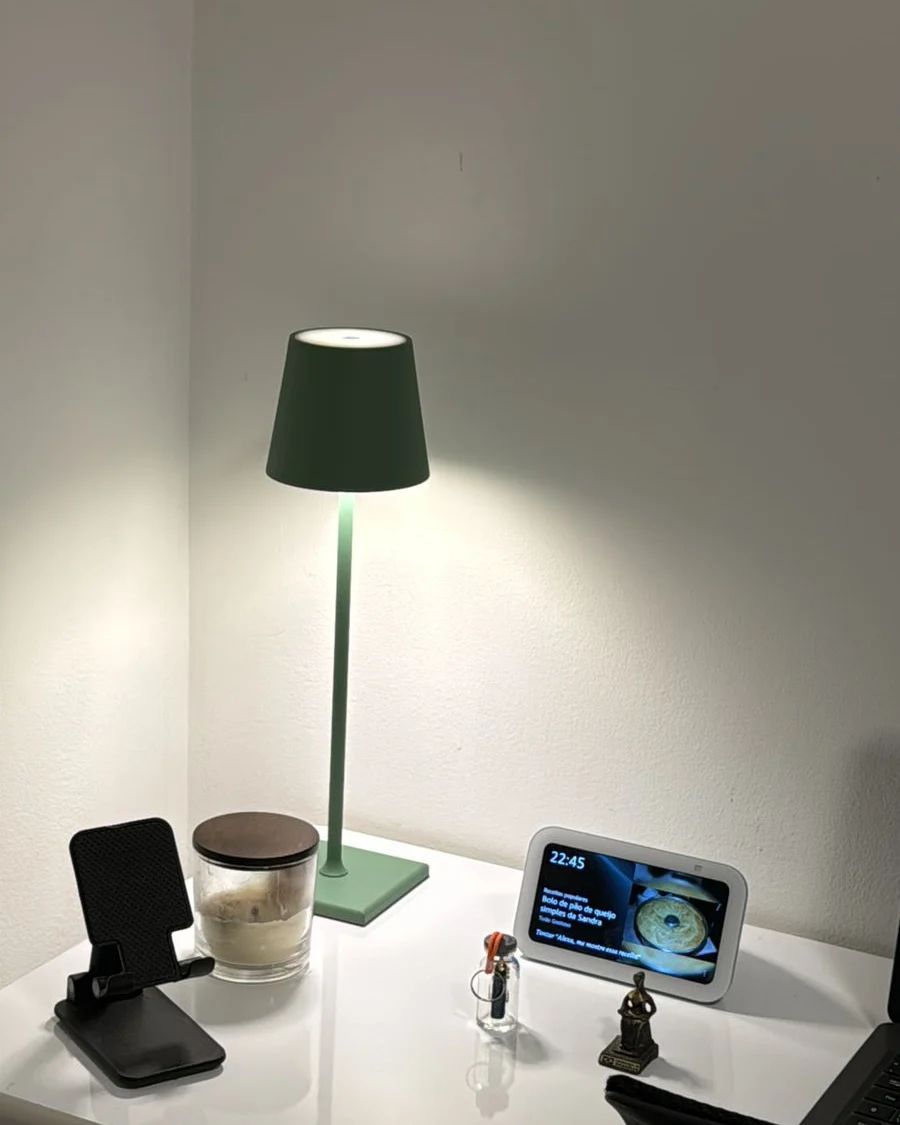 Sage™  Modern Black LED Table Lamp – Minimalist Bedside Light with Fabric Shade, Warm Ambient Desk Lamp for Bedroom & Living Room