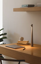 AuraStem™ Modern Minimalist LED Desk Lamp – Rechargeable Touch Control, 3 Brightness Levels, Multi-Color Slim Design