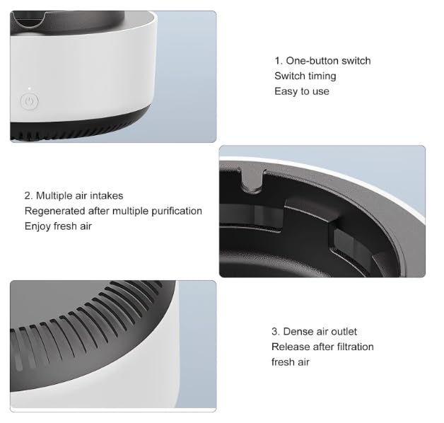 ClearAir portable smokeless ashtray with features highlighted 