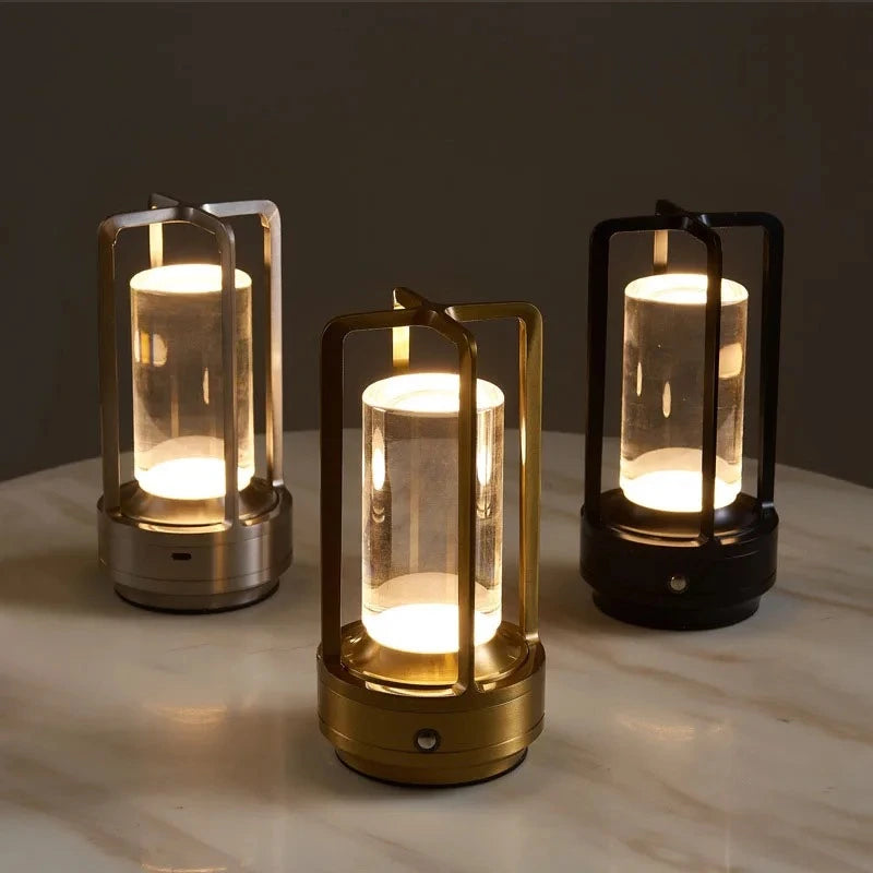 GlassLite™ Modern LED Lantern Table Lamp – Minimalist Ambient Bedside Light