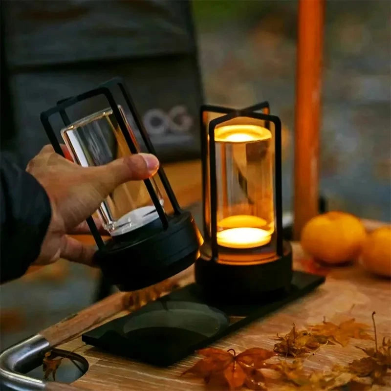 GlassLite™ Modern LED Lantern Table Lamp – Minimalist Ambient Bedside Light
