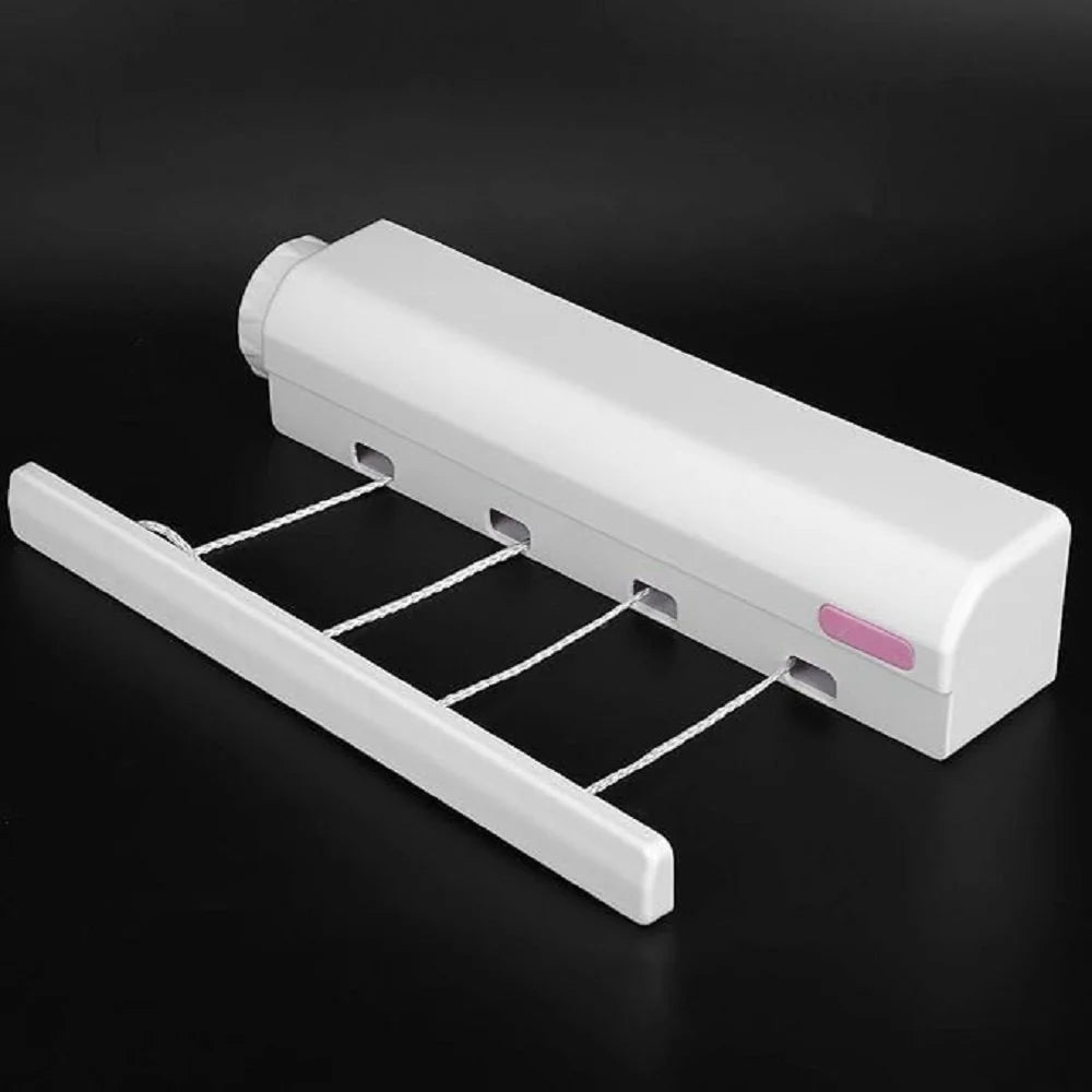 FlexLine Retractable Indoor Clothesline – Wall-Mounted Stainless Steel Drying Line with Lock Button