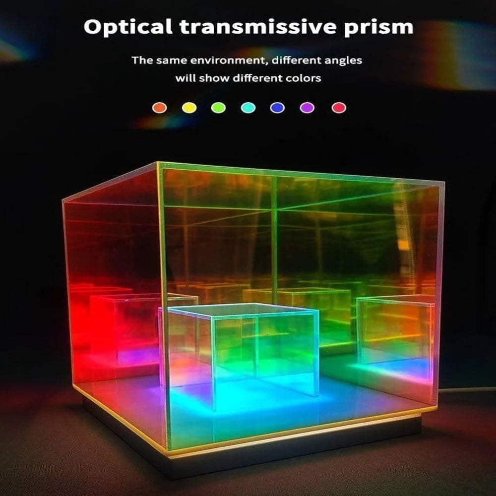 InfineCube Infinity Prism RGB Lamp – Optical Color Changing LED Cube Light for Modern Home Décor