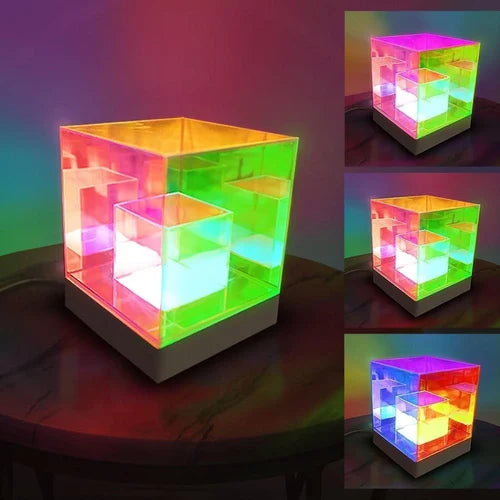 InfineCube Infinity Prism RGB Lamp – Optical Color Changing LED Cube Light for Modern Home Décor