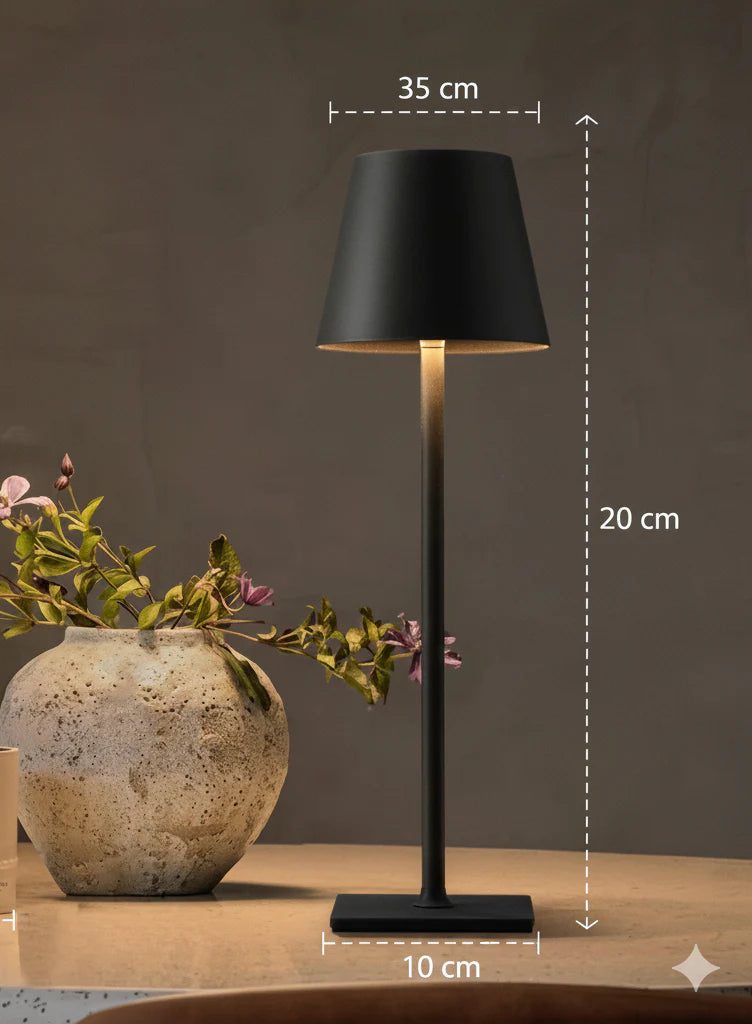 Sage™  Modern Black LED Table Lamp – Minimalist Bedside Light with Fabric Shade, Warm Ambient Desk Lamp for Bedroom & Living Room