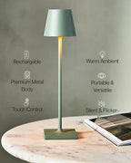 Sage™  Modern Black LED Table Lamp – Minimalist Bedside Light with Fabric Shade, Warm Ambient Desk Lamp for Bedroom & Living Room