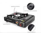 FlameGo™ + Portable Butane Gas Stove – Compact Camping Stove with Auto Ignition & Safety Lock